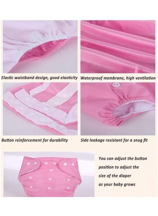 CSKB Baby Cloth Diapers Washable Reusable Diapers for Baby Girls and Boys, One Size Adjustable 7 Pack with 7 Inserts and 1 Storage Bag - Image 4