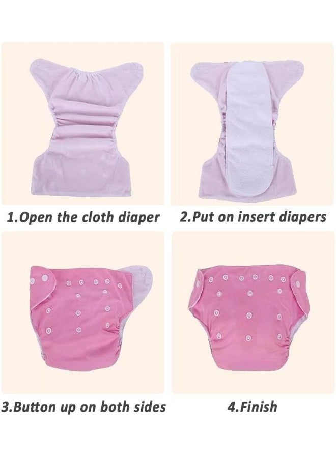 CSKB Baby Cloth Diapers Washable Reusable Diapers for Baby Girls and Boys, One Size Adjustable 7 Pack with 7 Inserts and 1 Storage Bag - Image 5