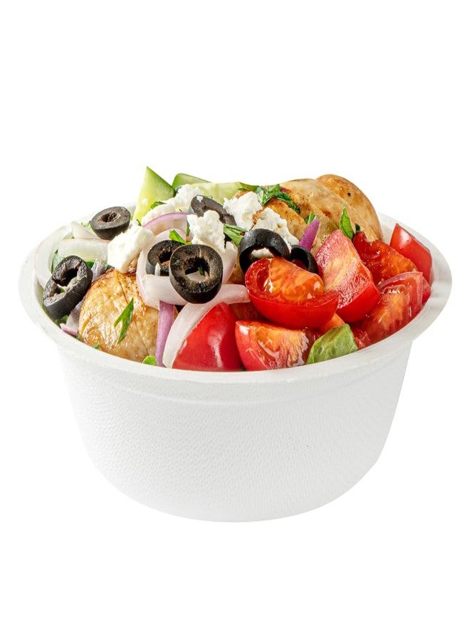 Restaurantware Pulp Safe No PFAS Added 18 Ounce Salad Bowls 100 Disposable Bowls - Lids Sold Separately Home Compostable White Bagasse Bowls Freezable For Cold Foods - Image 1