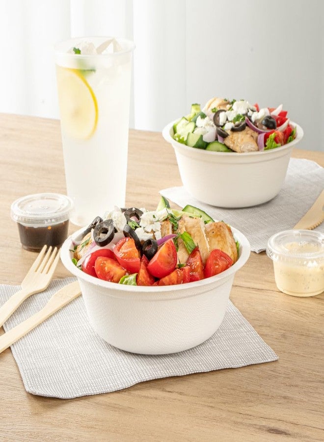 Restaurantware Pulp Safe No PFAS Added 18 Ounce Salad Bowls 100 Disposable Bowls - Lids Sold Separately Home Compostable White Bagasse Bowls Freezable For Cold Foods - Image 3