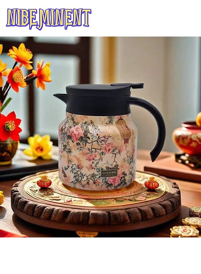 NIBEMINENT 800ML Stainless Steel Flower Theme Tea Infuser, High Capacity Tea Water Separation Pot for White Tea Steeping - Image 1