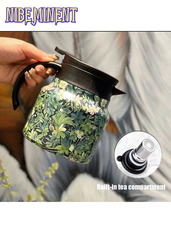 NIBEMINENT 800ML Stainless Steel Flower Theme Tea Infuser, High Capacity Tea Water Separation Pot for White Tea Steeping - Image 2