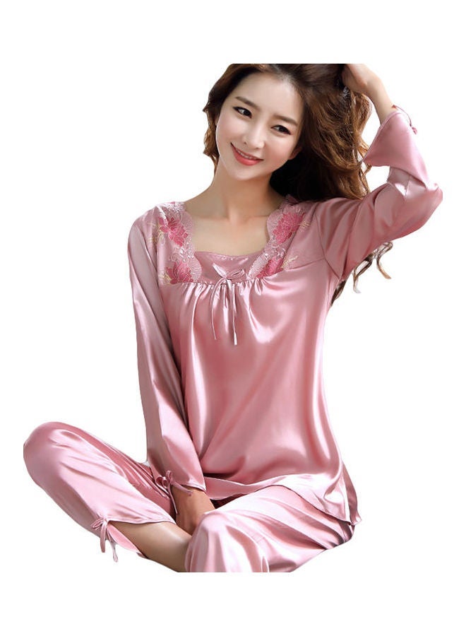 NIBEMINENT 2-Piece Floral Square Collar Pyjama Set Pink  - Image 2