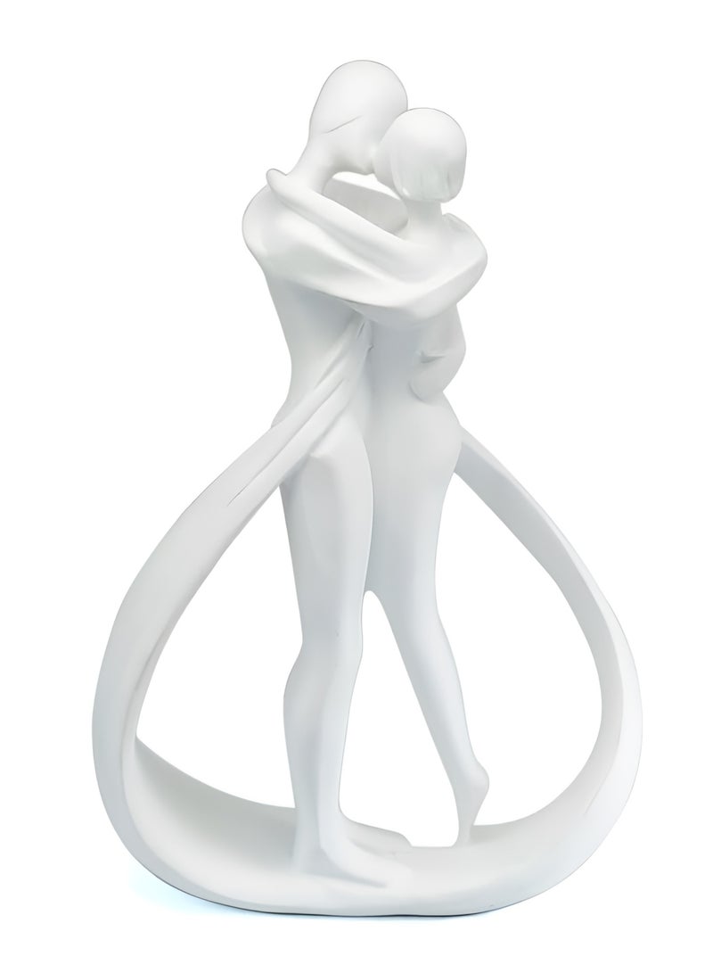 Abstract Couple Lovers Embrace Statue, Crafts Hugging Couple Home Decor for Tabletop Bedroom Office Shelf Bookshelf - Image 1