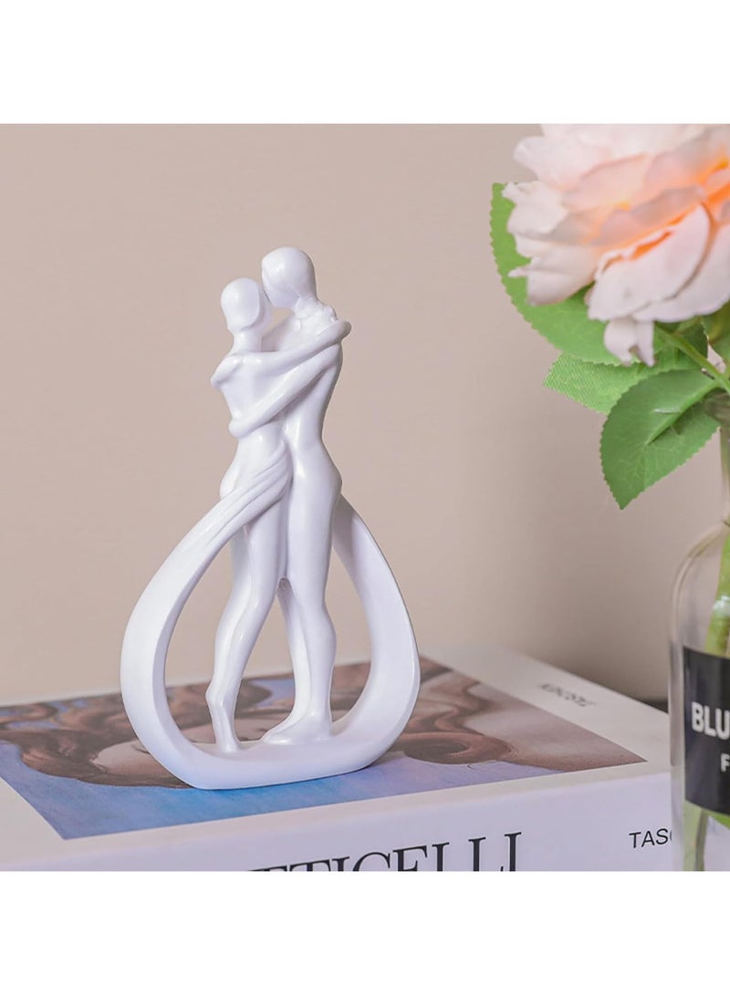 Abstract Couple Lovers Embrace Statue, Crafts Hugging Couple Home Decor for Tabletop Bedroom Office Shelf Bookshelf - Image 3