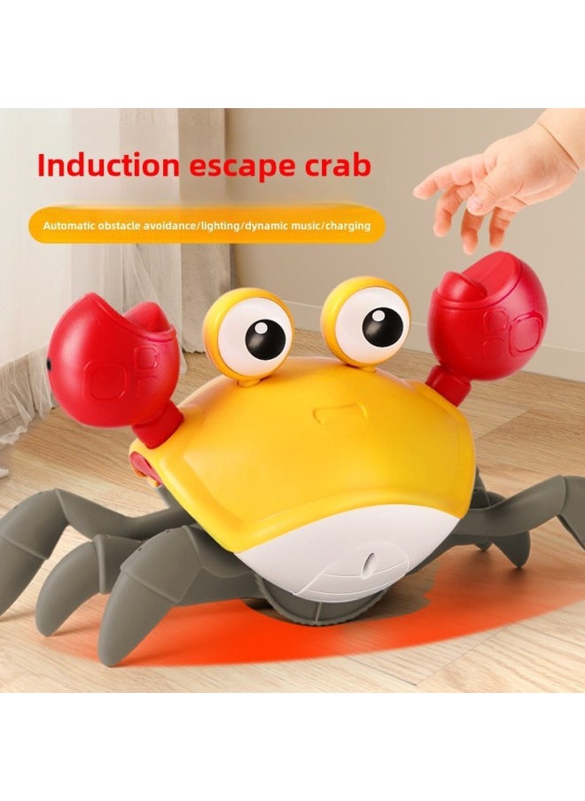 Automatic Induction Escape Crab Crawling Electric Children Baby Coil Moving Singing Educational Gift Toy-Color:Orange Crab -with Charging Set  - Image 2