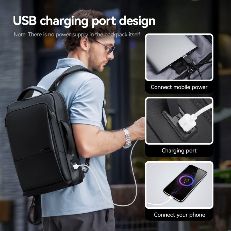 حقيبة عمل: غطاء لابتوب بحجم 15.6 بوصة، منظم متعدد الأرفف - منفذ شحن USB، قماش أوكسورد مقاوم للماء للتنقل، السفر العملي والاستخدام اليومي - Image 5