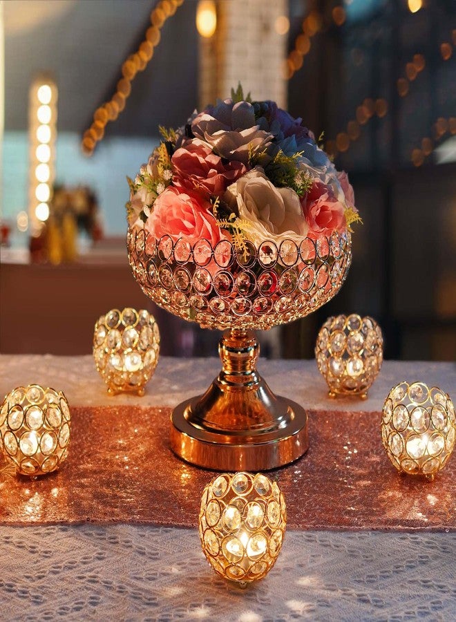 kolnlala Hollow-Carved Design Crystal Fruit Bowl Food Bowl for Table Centerpiece, Fruit/Artificial flowers Holder for your Counter,Elegant Crystal Bowl for Party table(Gold, 1PC) - Image 3
