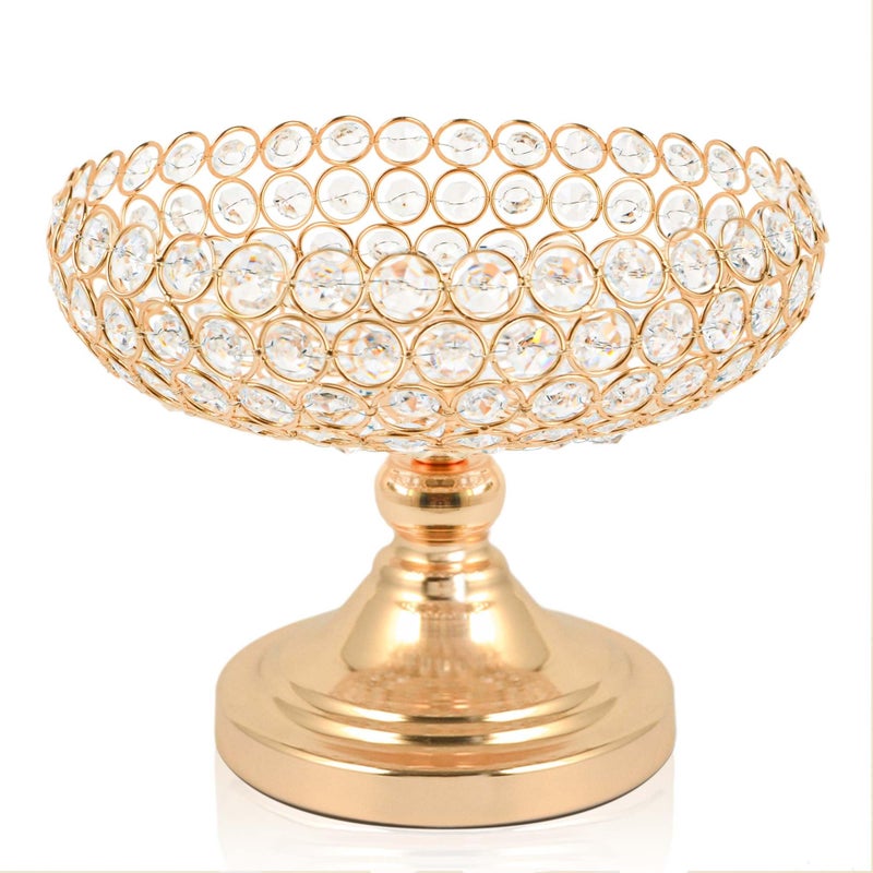 kolnlala Hollow-Carved Design Crystal Fruit Bowl Food Bowl for Table Centerpiece, Fruit/Artificial flowers Holder for your Counter,Elegant Crystal Bowl for Party table(Gold, 1PC) - Image 1