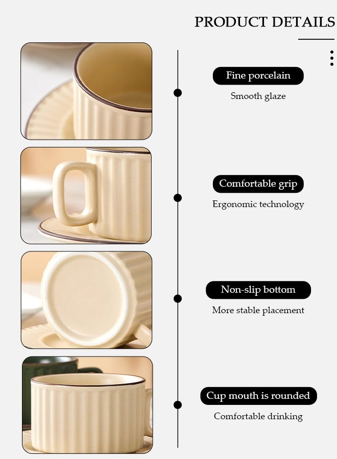 DUNISO طقم فنجان وش saucer، فنجان إسبرسو من البورسلين مع صحن وملعقة، أكواب شاي وقهوة سيراميك للمنزل والمكتب، شاي بعد الظهر الأنيق واستمتاع فني بالقهوة - Image 5