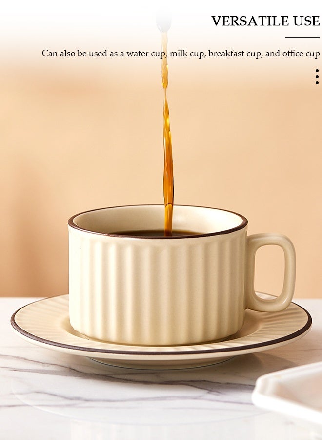 DUNISO طقم فنجان وش saucer، فنجان إسبرسو من البورسلين مع صحن وملعقة، أكواب شاي وقهوة سيراميك للمنزل والمكتب، شاي بعد الظهر الأنيق واستمتاع فني بالقهوة - Image 3