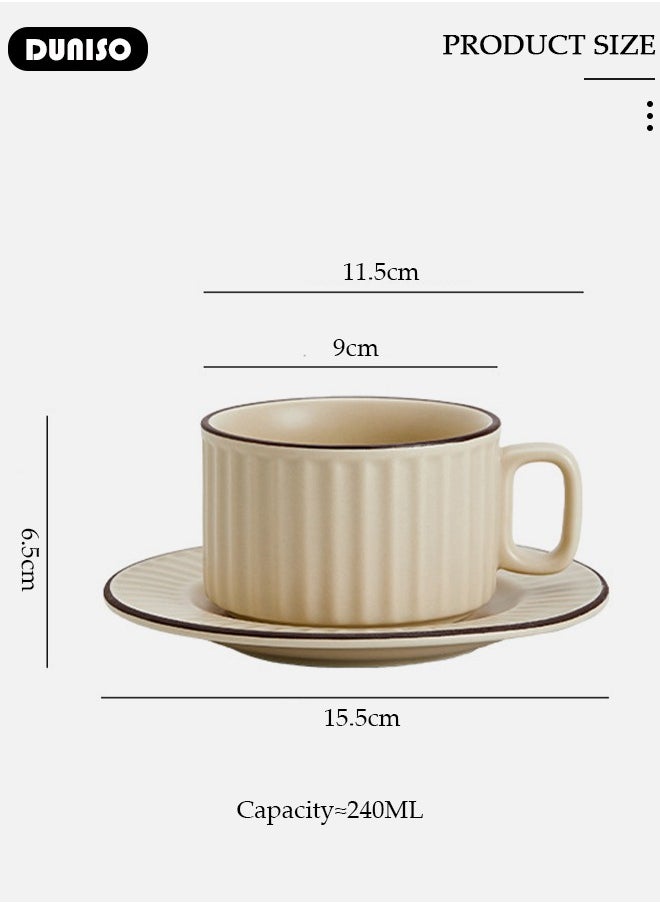 DUNISO Tea Cup and Saucer Set,  Porcelain Espresso Coffee Cup with Saucer and Spoon, Ceramic Tea and Coffee Mugs for Home,Office Elegant Afternoon Tea and Artful Coffee Enjoyment  - Image 4