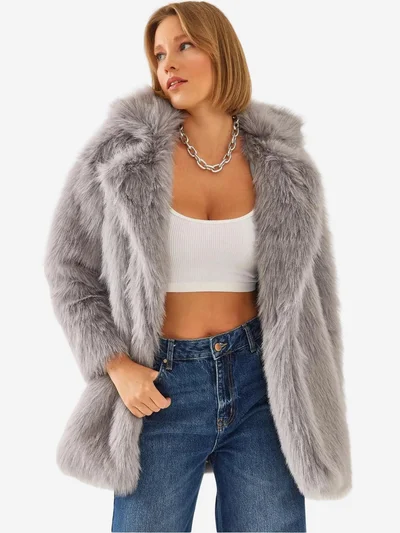 Bianco Lucci LUCCI Faux Fur Coat