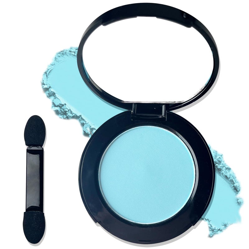 MEICOLY Light Blue Single Eyeshadow with Mirror,Baby Blue Eye Shadow for Halloween Corpse Bride Sally Makeup,Pressed Powder Eyeshadow,Matte Shade Eyelid Color Eye Makeup,High Pigment,Long Wear - Image 1