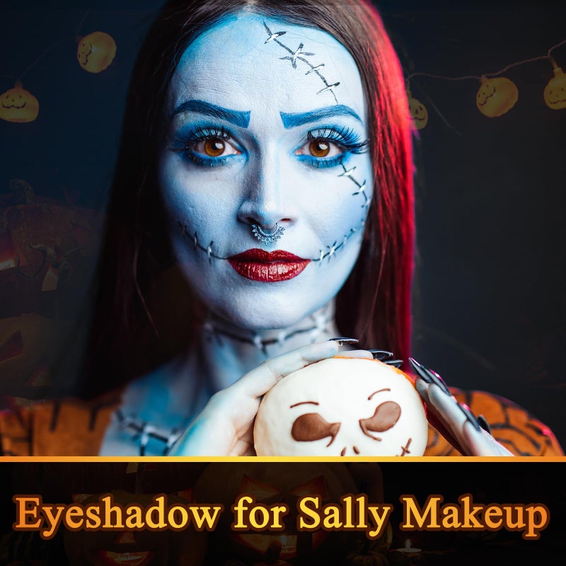 MEICOLY Light Blue Single Eyeshadow with Mirror,Baby Blue Eye Shadow for Halloween Corpse Bride Sally Makeup,Pressed Powder Eyeshadow,Matte Shade Eyelid Color Eye Makeup,High Pigment,Long Wear - Image 2