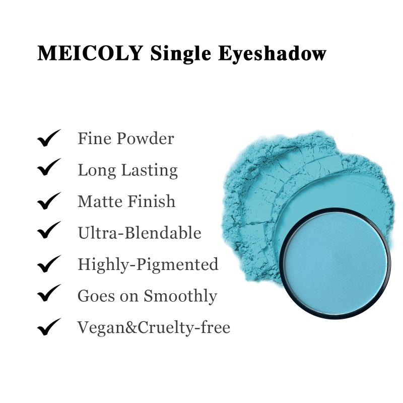MEICOLY Light Blue Single Eyeshadow with Mirror,Baby Blue Eye Shadow for Halloween Corpse Bride Sally Makeup,Pressed Powder Eyeshadow,Matte Shade Eyelid Color Eye Makeup,High Pigment,Long Wear - Image 4