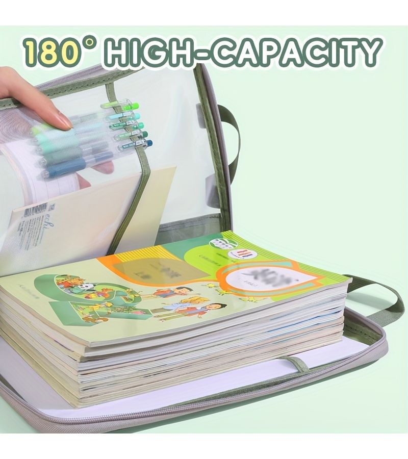 Blue Multi Layer File Bag With Wide Opening Lightweight Portable Durable Document Organizer Back To School Season Essential For Documents And Small Items Storage - Image 4