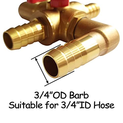 Uenede Solid Brass 3/4 Inch Heater Control Valve, Car Heater Air Conditioning Ball Valve with Switch 3/4" Hose Barb Automotive Heater Bypass Valve Fitting - Image 3