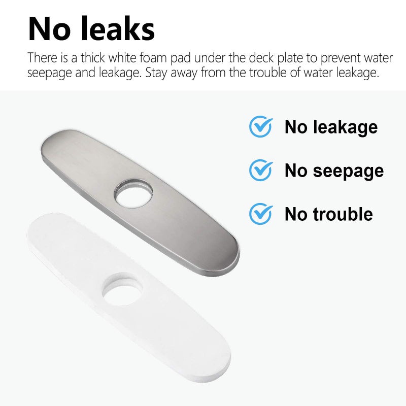 VFAUOSIT Sink Hole Cover Escutcheon Plate Stainless Steel Deck Plate For 1 Or 3 Hole Bathroom Or Kitchen Sink Faucet Mixer Tap 10"" Brushed Nickel - Image 4