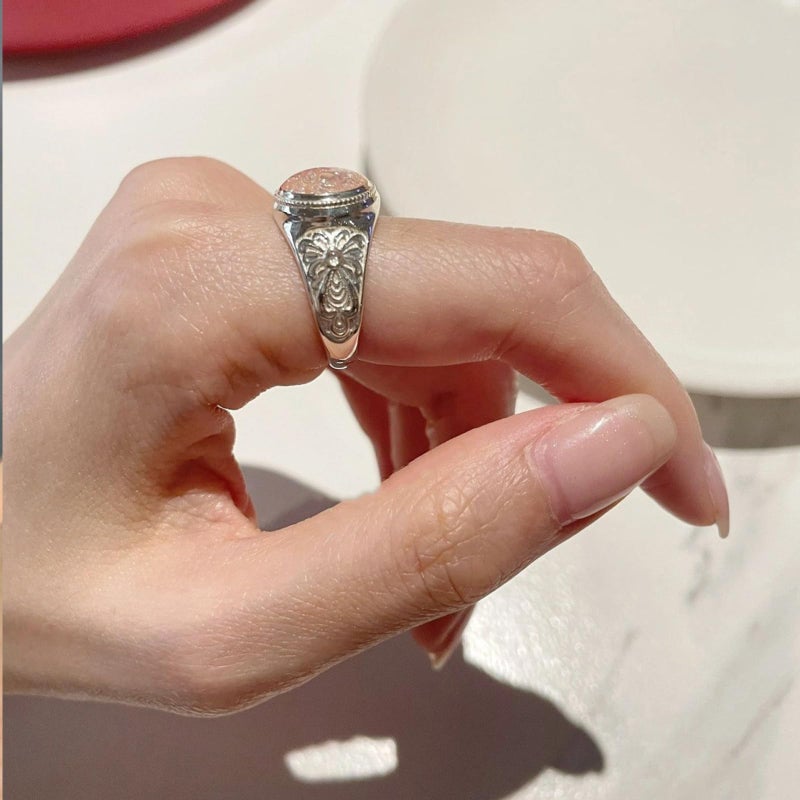 Chiorgone Light luxury Gold-Plated Lotus Prosperity Ring, Alloy Enamel Fortune Charm with Auspicious Cloud & Lotus Motifs Rings, Feng Shui Jewelry for Women. - Image 4