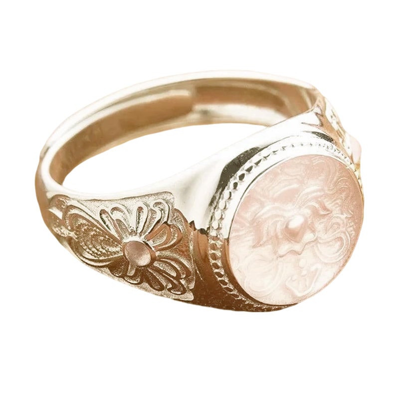 Chiorgone Light luxury Gold-Plated Lotus Prosperity Ring, Alloy Enamel Fortune Charm with Auspicious Cloud & Lotus Motifs Rings, Feng Shui Jewelry for Women. - Image 1
