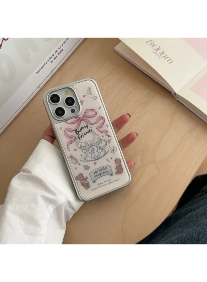 NIBEMINENT Bunny Teacup Bow Protective TPU Case Cover For iPhone 16 Pro - Image 1