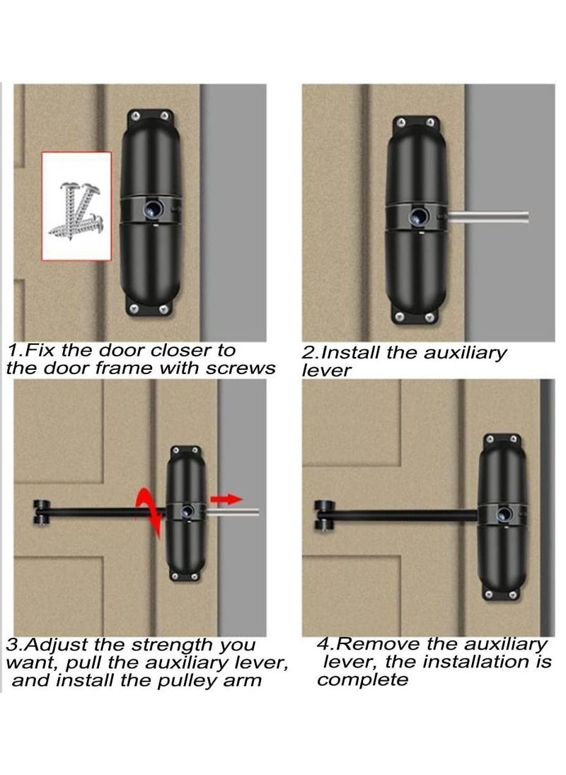Y&D Automatic Door Closer, SYOSI Safety Wheel Roller Spring Closer Easy to Install Convert Hinged Doors Self-Closing Diecast Construction Black  - Image 4