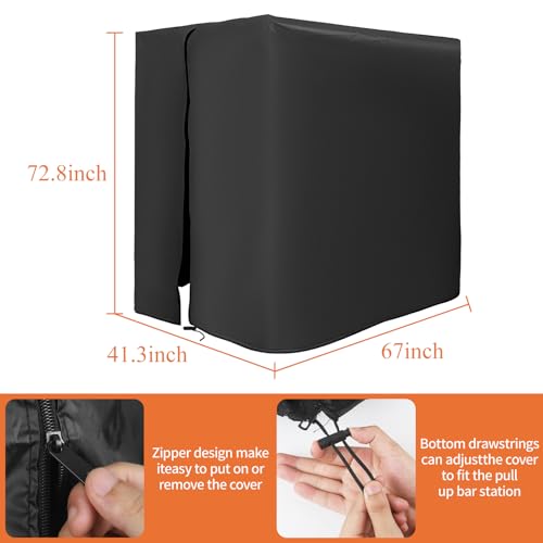 Mineye Protective Cover for Home Gym Set with Waterproof Zipper, 600D Oxford Waterproof& Dustproof Cover for Gym Station/Home Excersize Equipment Set- UV Resistant, Dustproof, 67"L x 41.3"W x 72.8"H, Black - Image 2