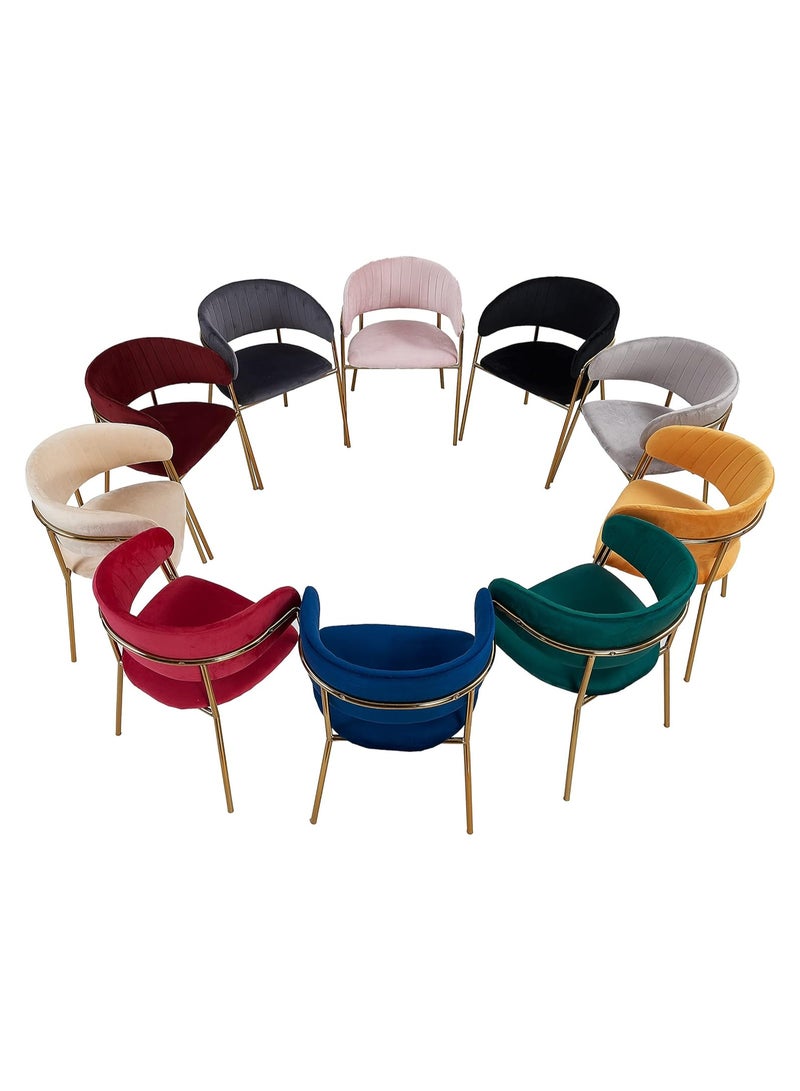 MAPLE HOME DECORATION Maple Home Modern Velvet Dining Chairs Upholstered Chairs with Hollow Back Golden Legs Accent Armrest Kitchen Living Room Furniture  - Image 2