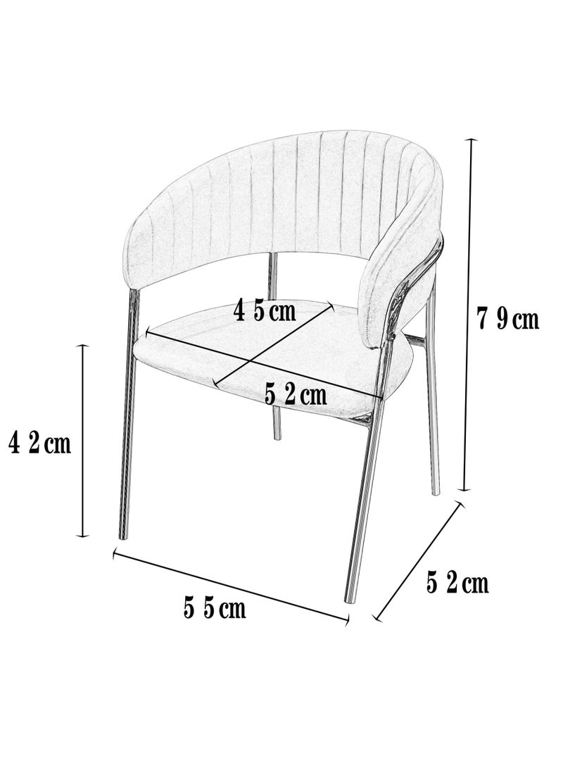 MAPLE HOME DECORATION Maple Home Modern Velvet Dining Chairs Upholstered Chairs with Hollow Back Golden Legs Accent Armrest Kitchen Living Room Furniture  - Image 4