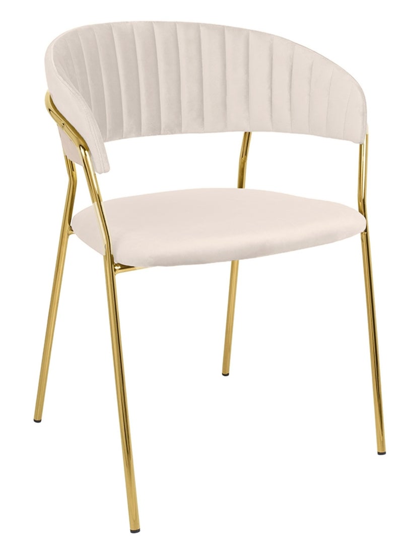 MAPLE HOME DECORATION Maple Home Modern Velvet Dining Chairs Upholstered Chairs with Hollow Back Golden Legs Accent Armrest Kitchen Living Room Furniture  - Image 1