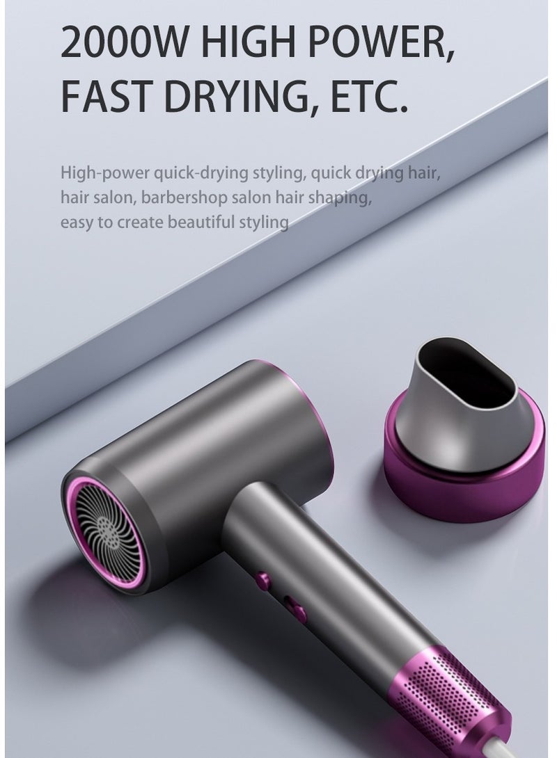 Hair Dryer, 2000w  High Speed Strong Wind Negative Ion Low Noise With Air Collection Vent, Professional 3 Adjustments For Home And Travel Salon