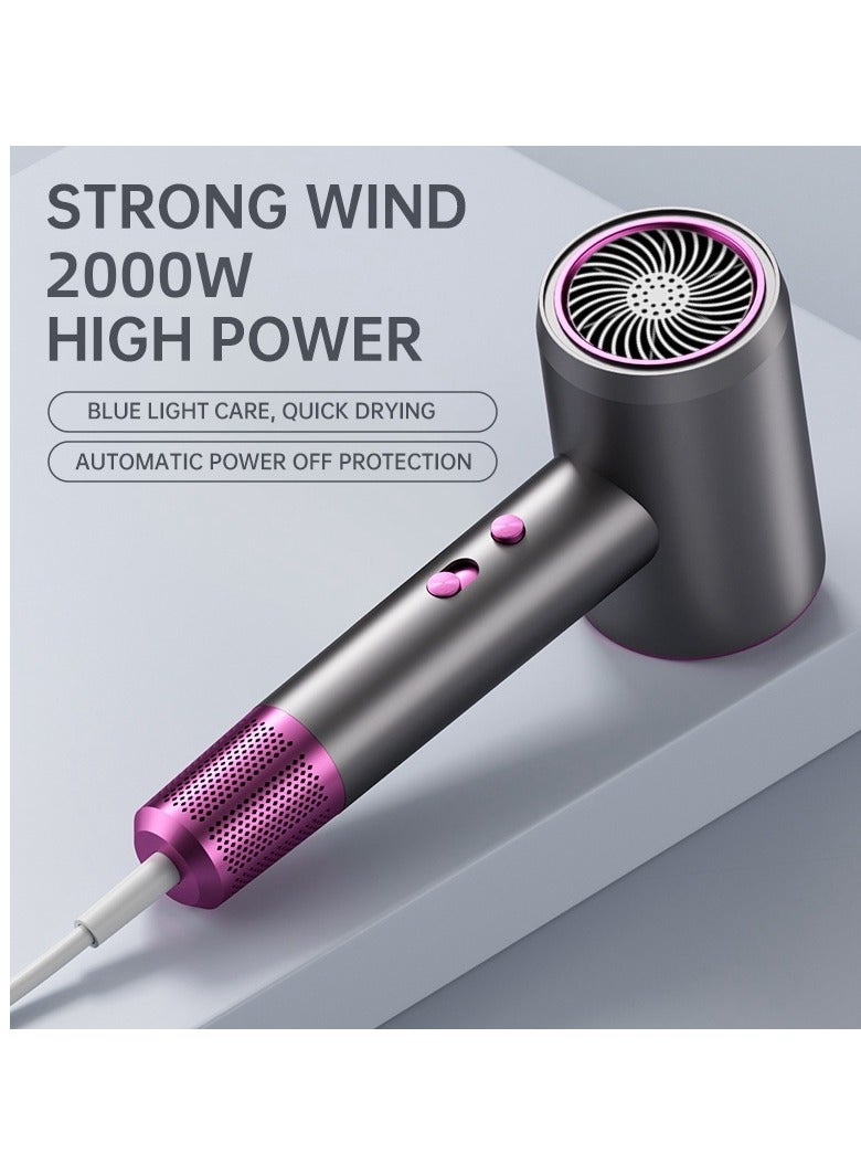 Hair Dryer, 2000w  High Speed Strong Wind Negative Ion Low Noise With Air Collection Vent, Professional 3 Adjustments For Home And Travel Salon