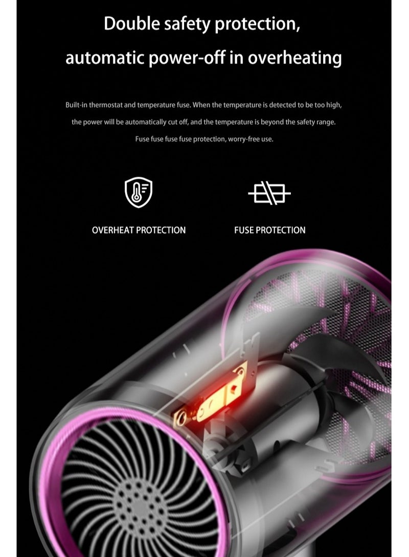 Hair Dryer, 2000w  High Speed Strong Wind Negative Ion Low Noise With Air Collection Vent, Professional 3 Adjustments For Home And Travel Salon