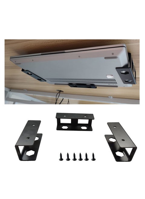 Black Under Desk Laptop Holder Mount with Screw,Under Desk Laptop Mount Bracket,Add On Under Table Laptop/Keyboard Storag