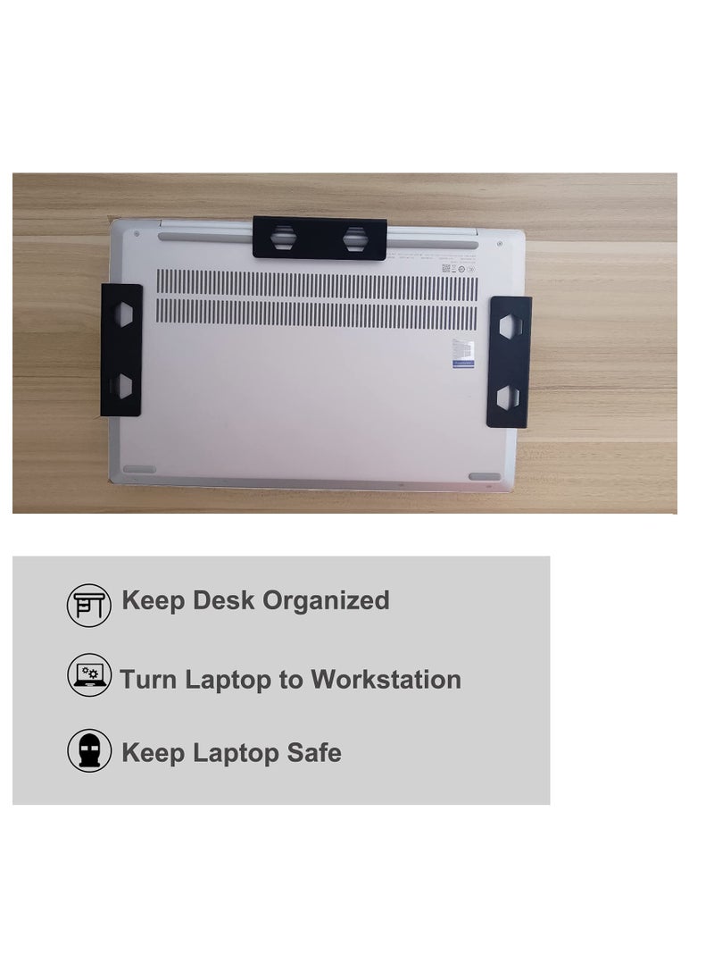 SYOSI - Black Under Desk Laptop Holder Mount with Screw,Under Desk Laptop Mount Bracket,Add On Under Table Laptop/Keyboard Storag - Image 1