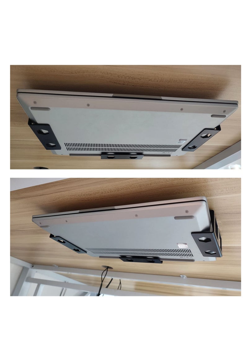 SYOSI - Black Under Desk Laptop Holder Mount with Screw,Under Desk Laptop Mount Bracket,Add On Under Table Laptop/Keyboard Storag - Image 1
