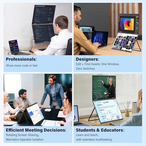 InnoView 23.8" Dual Portable Monitor 100% sRGB 3840x2160P 4K 315°Adjustable Dual Stacked Foldable Monitor Built-in Speakers Screen Extender with HDMI/USB-C/DP for Laptop Windows Mac - Image 4