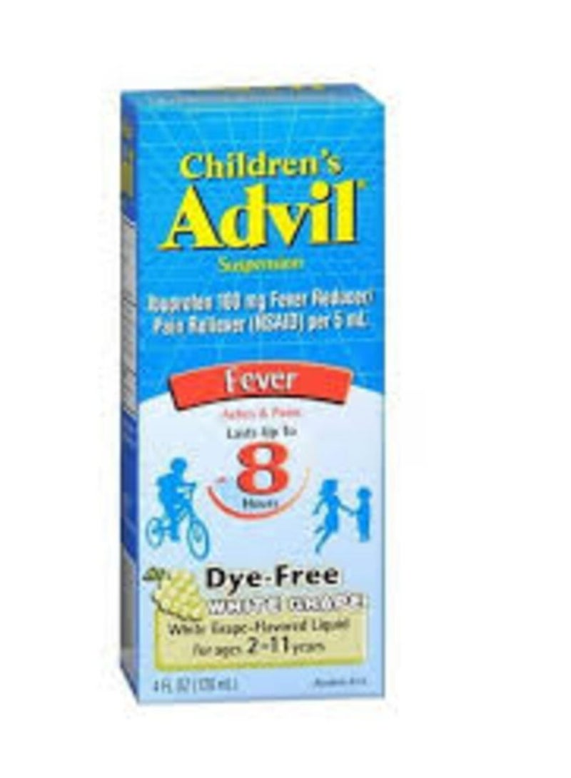Advil أدفيل للأطفال للأعمار من 2-11 سنة بنكهة العنب الأبيض 4 أونصات سائلة (120 مل)