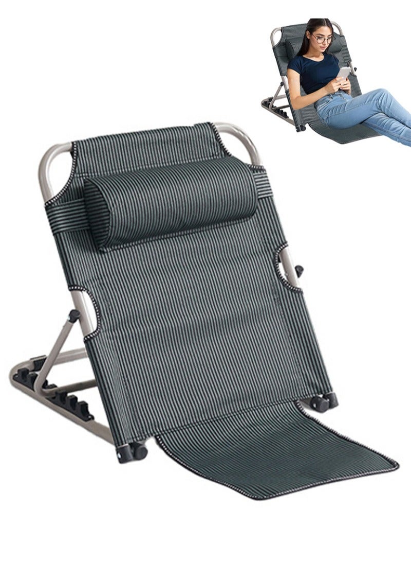 Apustim Lifting Bed Backrest，6 Gears Portable Folding Adjustable Sit Up Back Rest，Multi，Function Back，Adjustable Bed Backrest Support with Head Pillow，for Neck Head Lumbar Support  - Image 1
