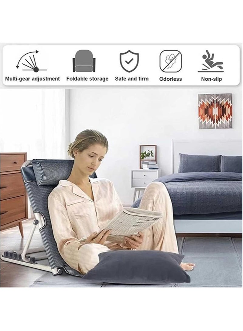Apustim Lifting Bed Backrest，6 Gears Portable Folding Adjustable Sit Up Back Rest，Multi，Function Back，Adjustable Bed Backrest Support with Head Pillow，for Neck Head Lumbar Support  - Image 4