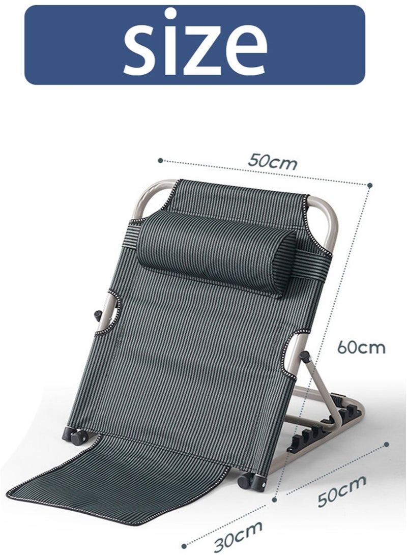 Apustim Lifting Bed Backrest，6 Gears Portable Folding Adjustable Sit Up Back Rest，Multi，Function Back，Adjustable Bed Backrest Support with Head Pillow，for Neck Head Lumbar Support  - Image 3