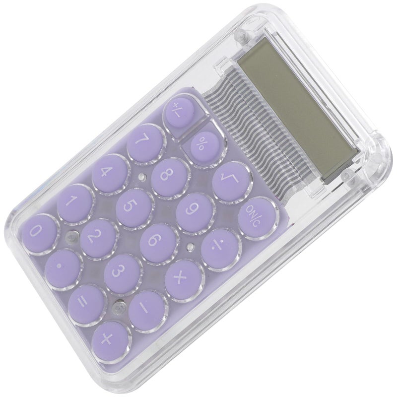 Purple Mini Pocket Calculator 8 Digit Display Portable for Students Office School Supplies - Image 2