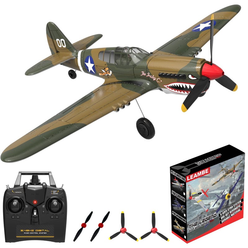 LEAMBE RC Plane 4 Channel Remote Control Airplane Ready to Fly P40 Warhawk RC Airplane for Beginners Adult with Xpilot Stabilization System One Key Aerobatic - Image 2