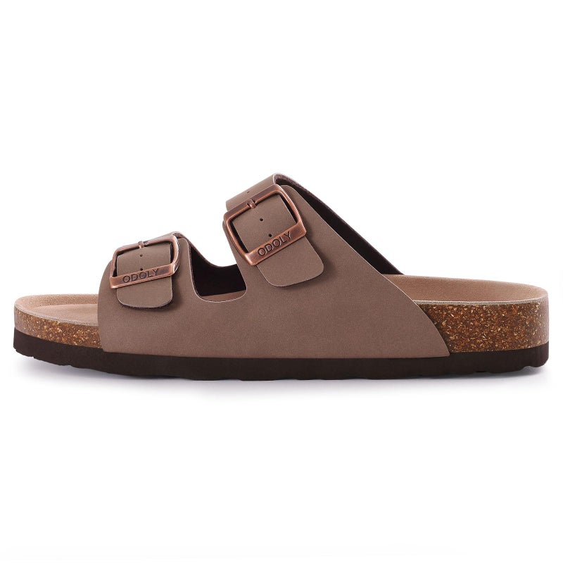 ODOLY Unisex Cork Footbed Slide Sandal, Arch Support Summer Outdoor Sandals with Adjustable Buckle for Women and Men, Brown 46 (13.5-14 Women/12-12.5 Men) - Image 3