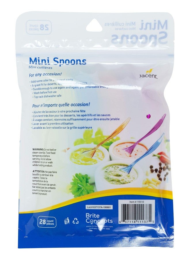 Jacent Disposable Mini Spoons, Dessert, Sauce or Baby Spoons - Multicolored - 28 Count per Pack, 1 Pack - Image 3