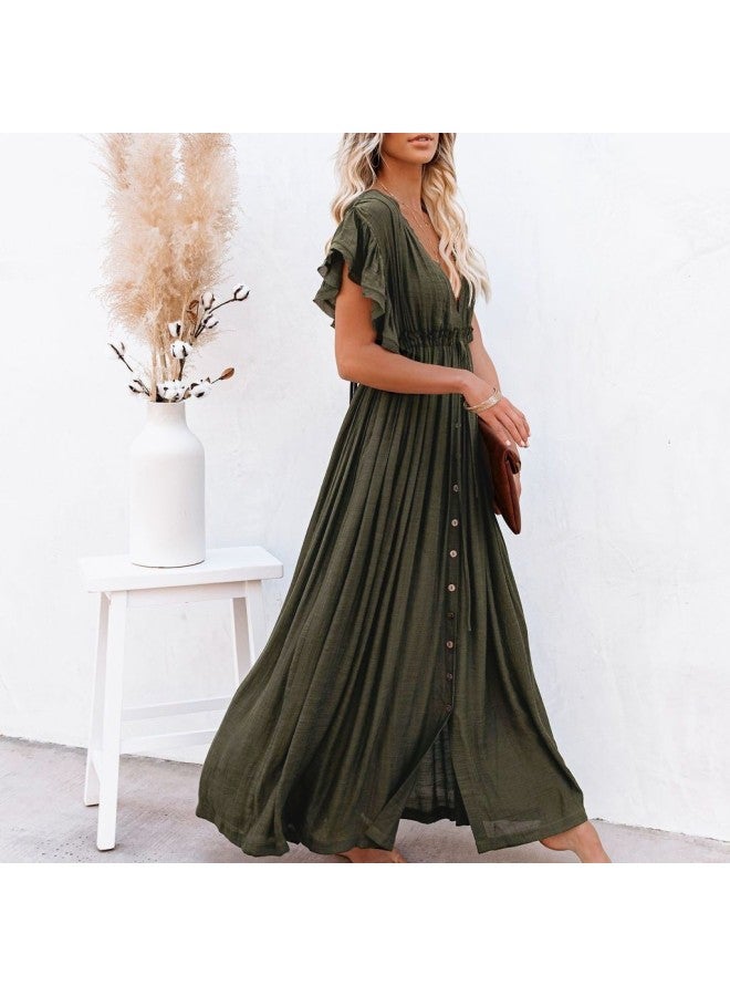 Independent Station Solid Color Beach Blouse Long Skirt Sunscreen Shirt Hawaii Seaside Vacation Cardigan Long Foreign Trade-Color:-8 Skin Powder-  - Image 3