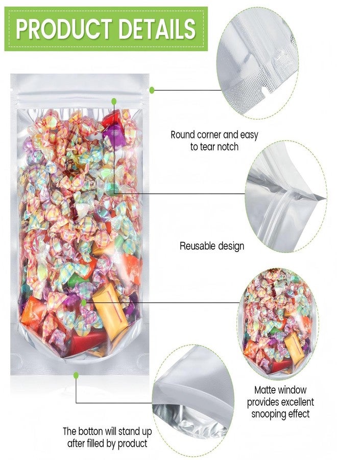 Marspark 200 Pcs Resealable Bags Food Storage Sealable Bags for Packaging Clear Window Polyester Film pouch with Aluminum Foil Back Stand up Reusable Pouch for Small Business Party Favor(6.30 x 9.45 Inch) - Image 5