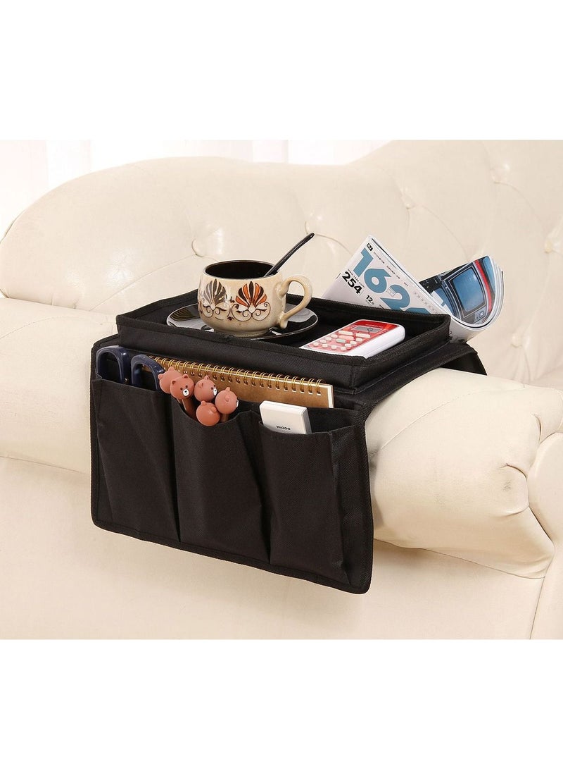 SYOSI SYOSI Sofa TV Remote Control Handset Holder Organiser Caddy, Couch Armrest Organizer with 6 Pockets, Hanging Storage Bag for Chairs Sofas Armchairs Desk (Black)  - Image 1