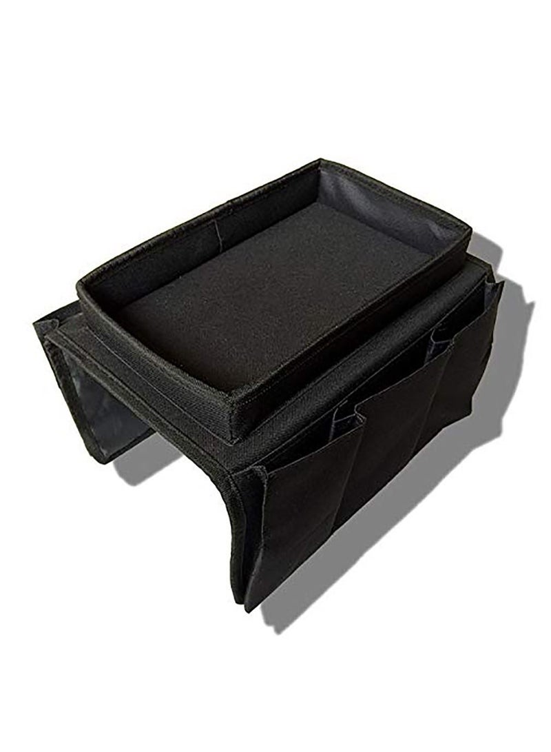 SYOSI SYOSI Sofa TV Remote Control Handset Holder Organiser Caddy, Couch Armrest Organizer with 6 Pockets, Hanging Storage Bag for Chairs Sofas Armchairs Desk (Black)  - Image 2